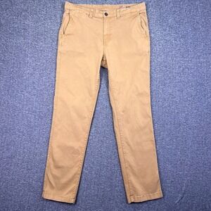 George Pants Mens 34x32 Brown Slim Casual Chino Khakis Flat Front Cotton Blend